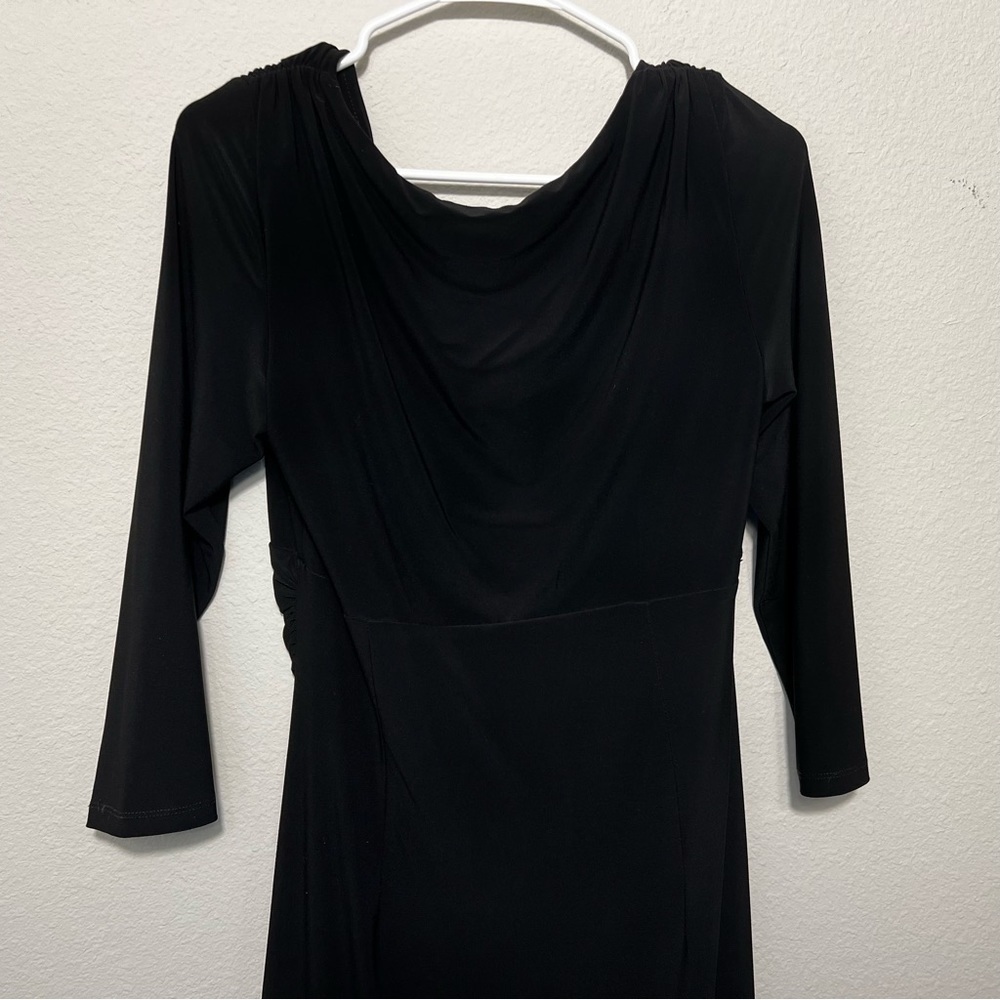 Lauren By Ralph Lauren Jersey Knit Mock Wrap Dress Black Dress Size 10 - Picture 6 of 6